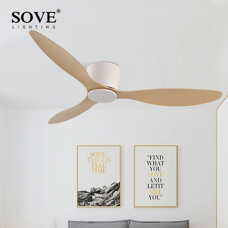 SOVE Modern White Low Floor BLDC Motor 30W Ceiling Fans With Remote Control Simp
