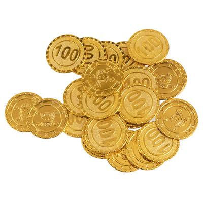 Gold Plastic Coins Pirate Theme 24pcs / 1pkt