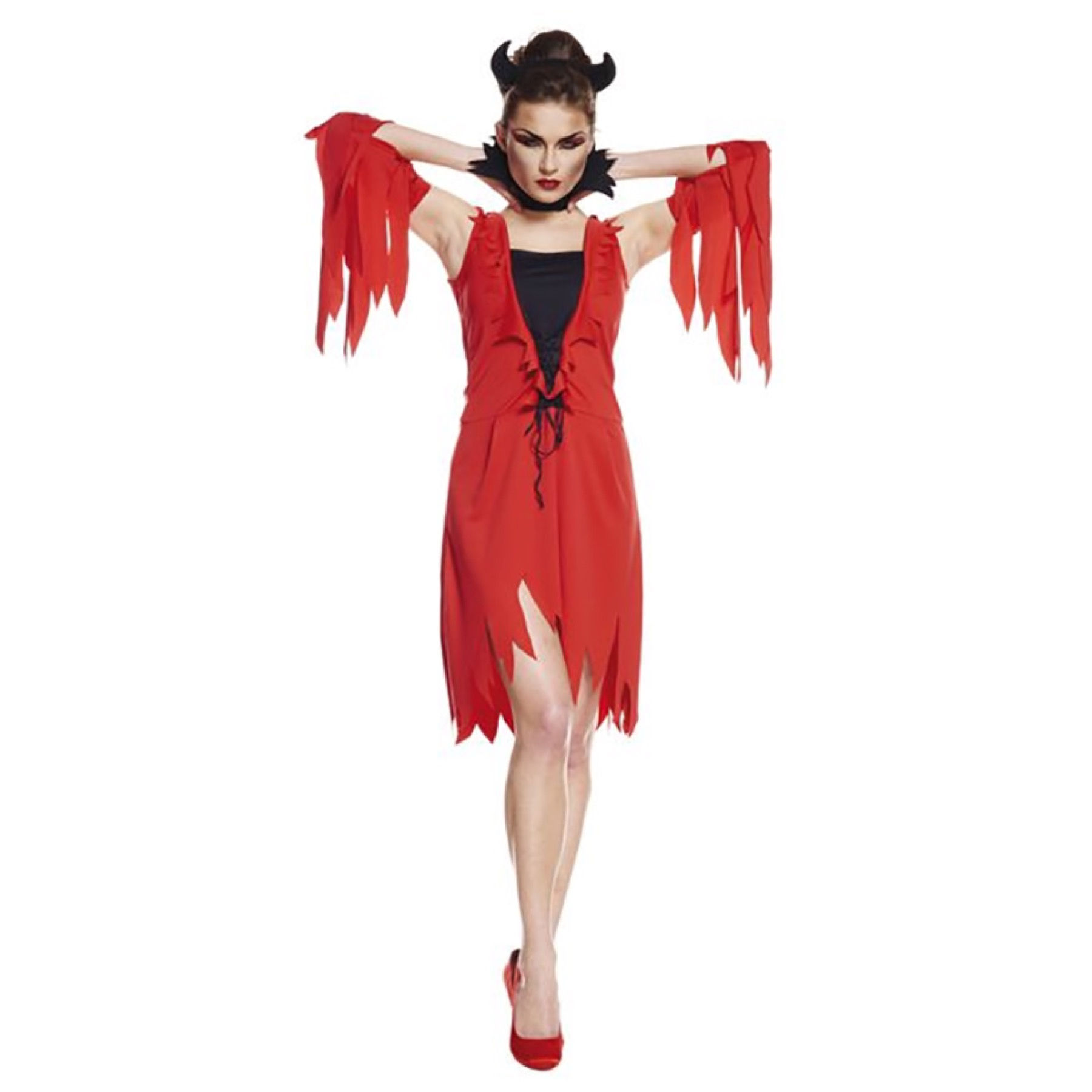 Lady Devil Adult Costume Includes Dress Collar Gloves And Horns
