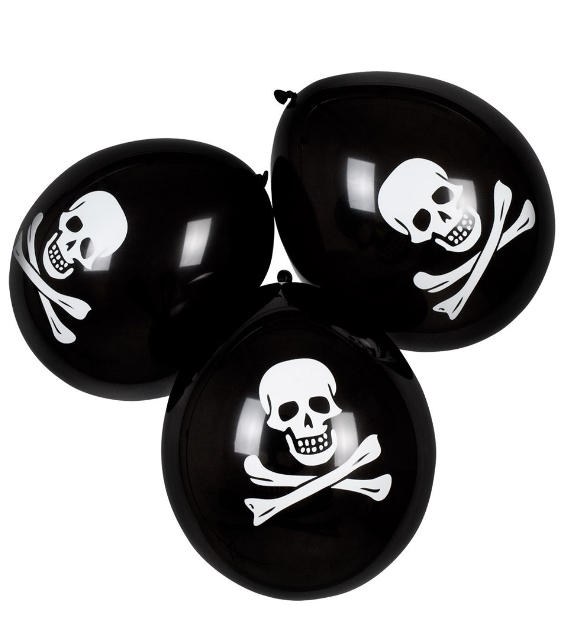 Pirate Latex Balloons Skull printed on 2 sides 25 cm / 10" 6pcs air fill only