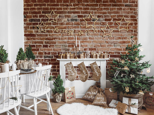 Thumbnail: Gold Stars Glitter Hanging Decorations 3pcs / 1pkt
