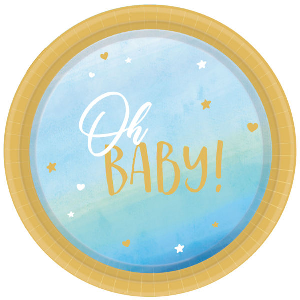 Oh Baby Blue Paper Plates 23cm 8pcs / 1pkt