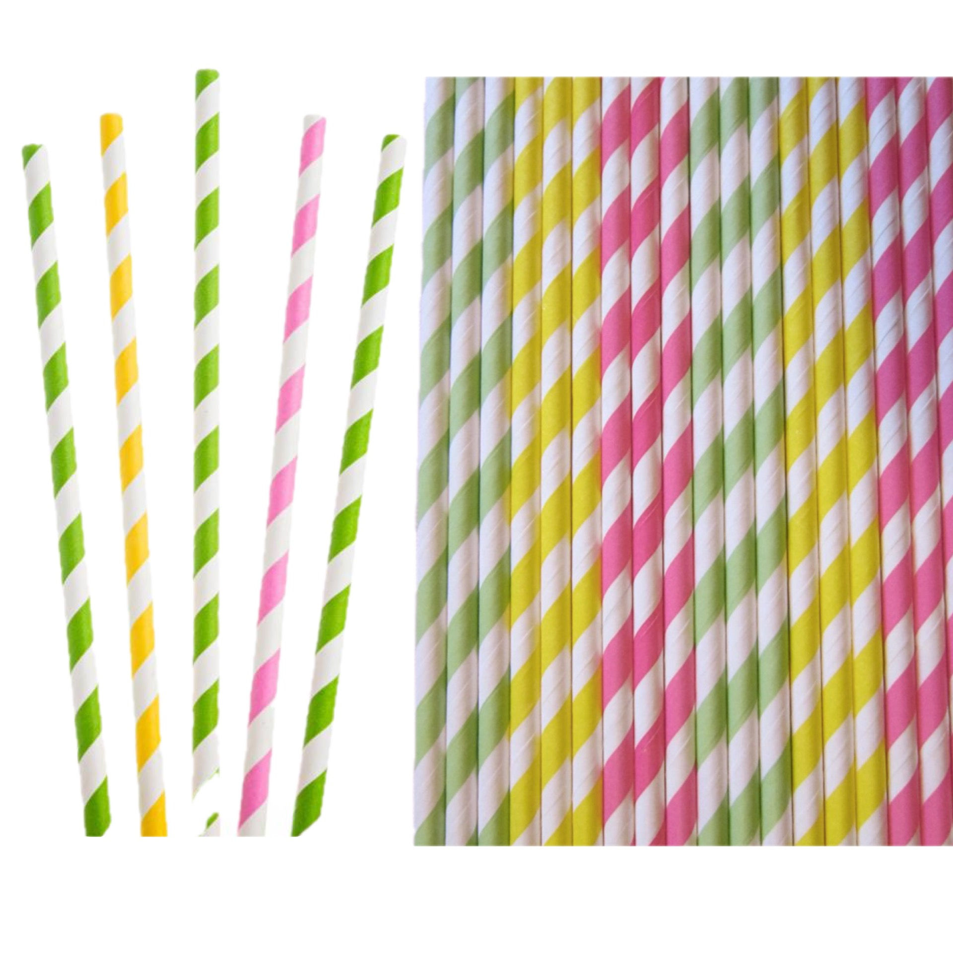 Pastel Paper Straws Mix of 3 Pastel Colours 19.7 cm 12pcs