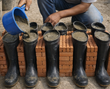 Vierte una mezcla de cemento en botas usadas y descubre el resultado que está sorprendiendo a miles
