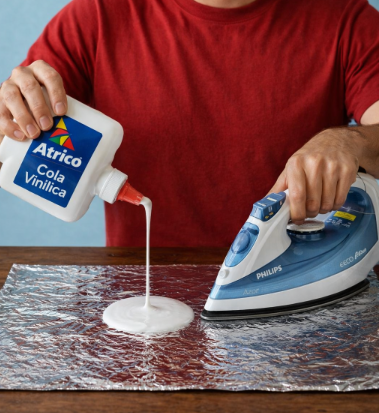 Muchos creen que el papel aluminio solo sirve para la cocina… hasta descubrir lo que ocurre cuando se combina con pegamento y calor