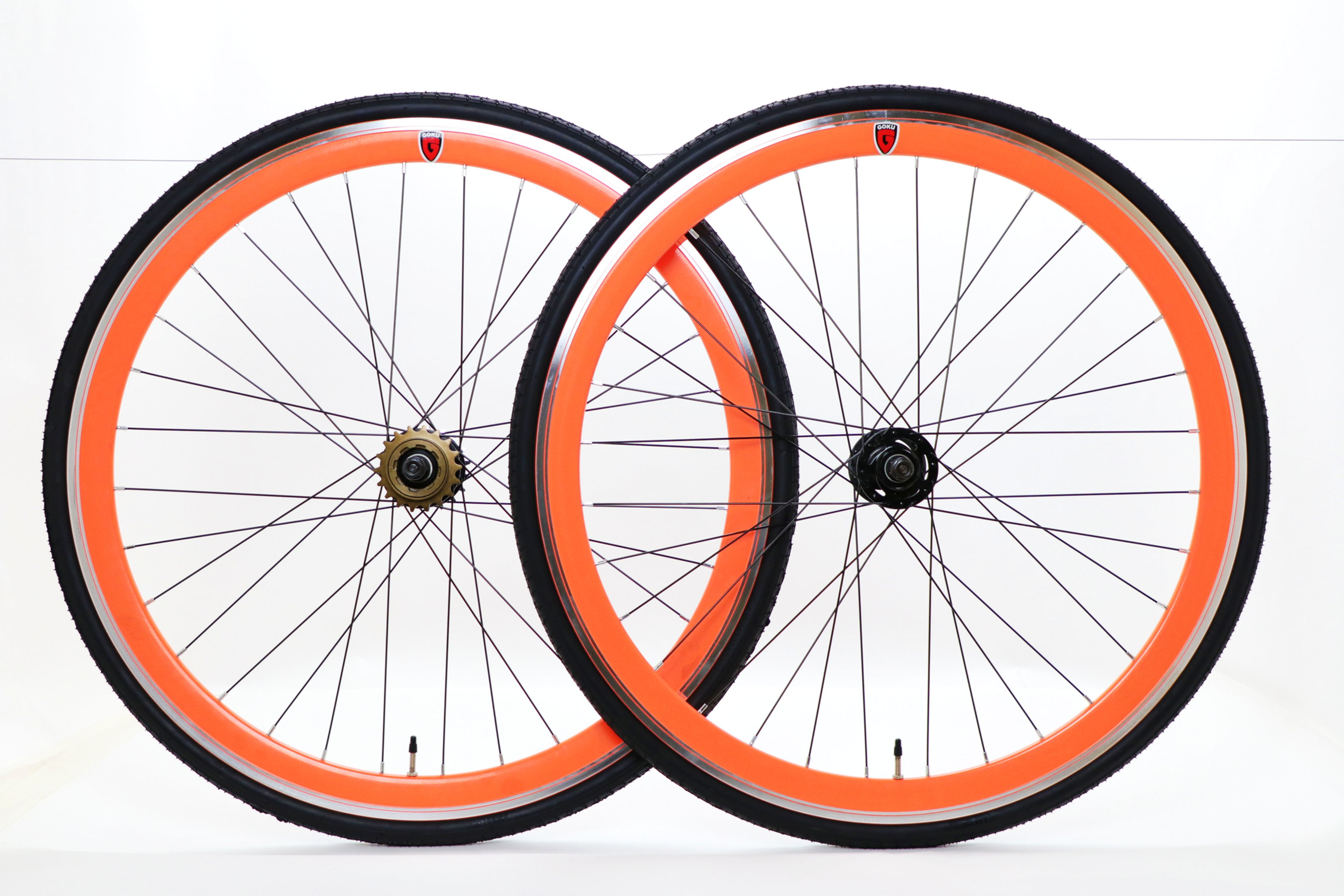 Goku - Orange Single Speed wheels Fixed Bike Wheel Set 700c 40mm