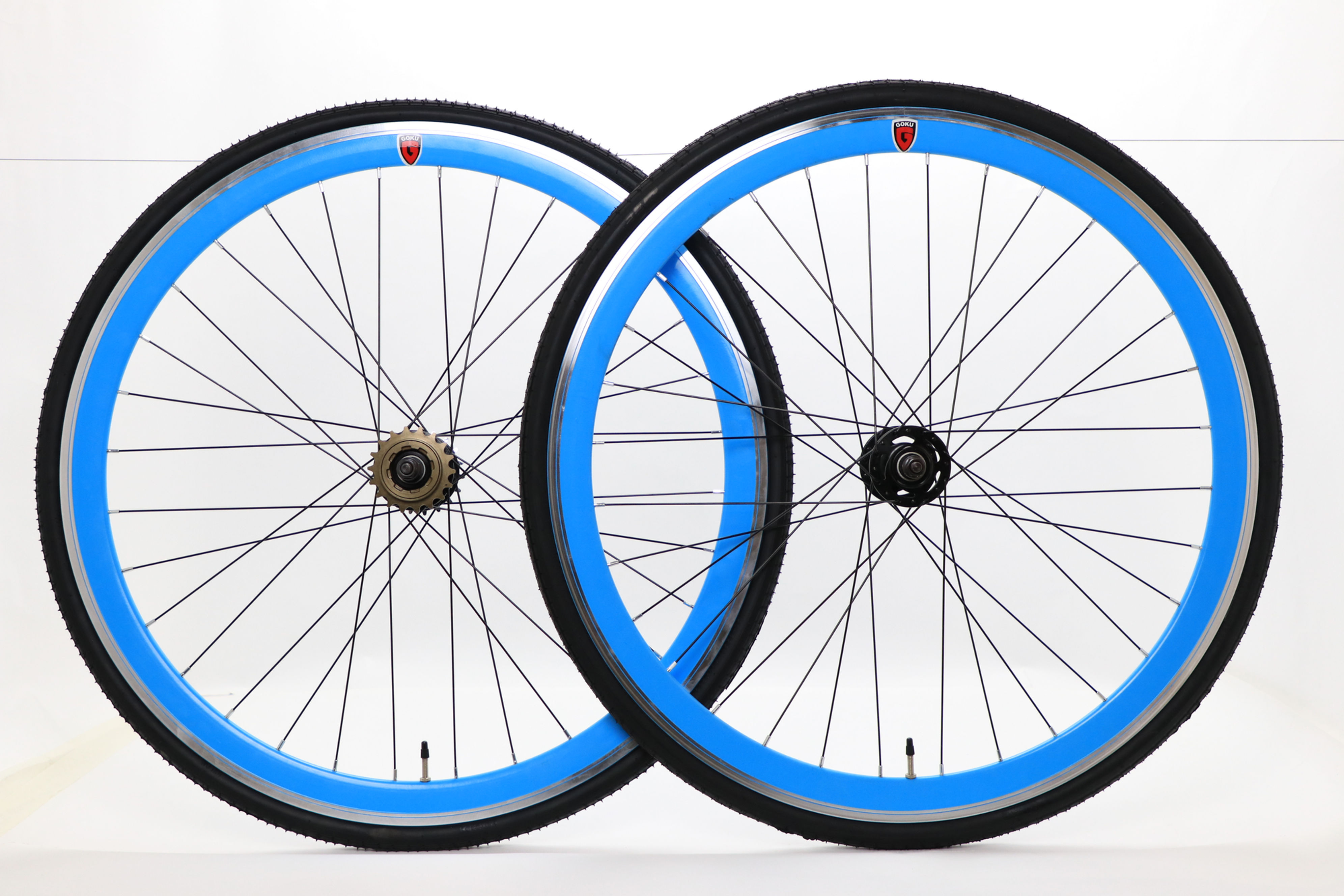 Goku -Blue Single Speed wheels Fixed Bike Wheel Set 700c 40mm Flip Flop