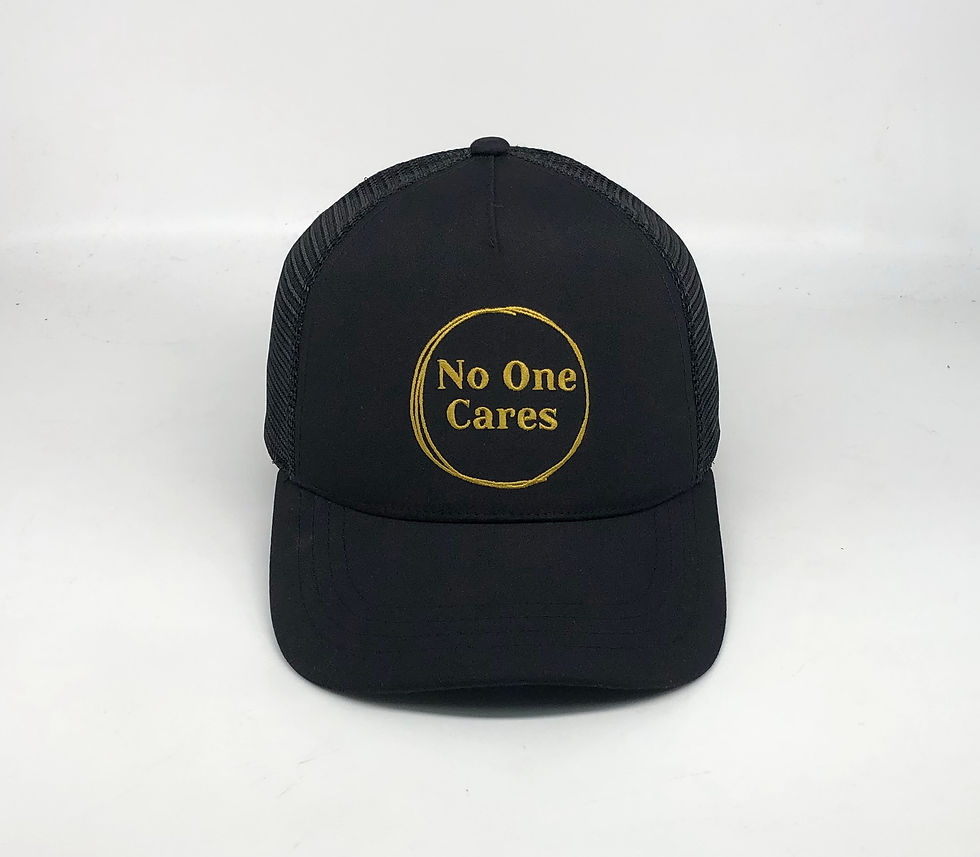 Laura Green's black trucker hat
