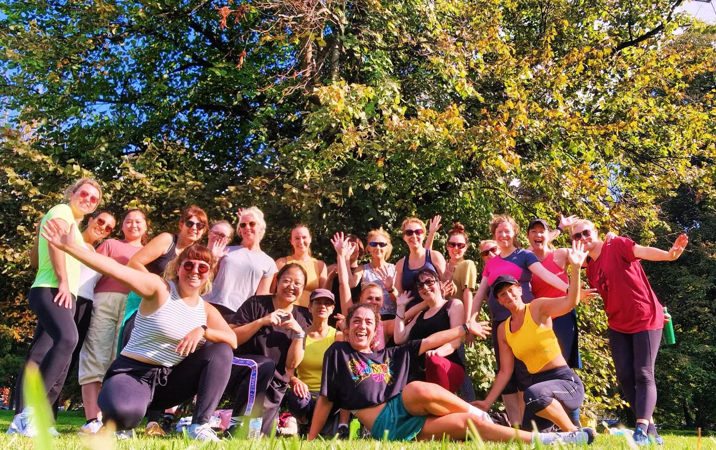 Group photo of Zumba students after a class at Preston Park Brighton