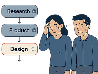 Flat-style illustration showing a Gantt chart or timeline slipping past its deadline. A ca
