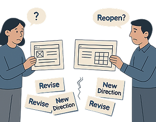 Flat-style illustration showing a Gantt chart or timeline slipping past its deadline. A ca