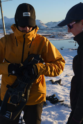 Easy snowshoe winter hike in the Lofoten Islands