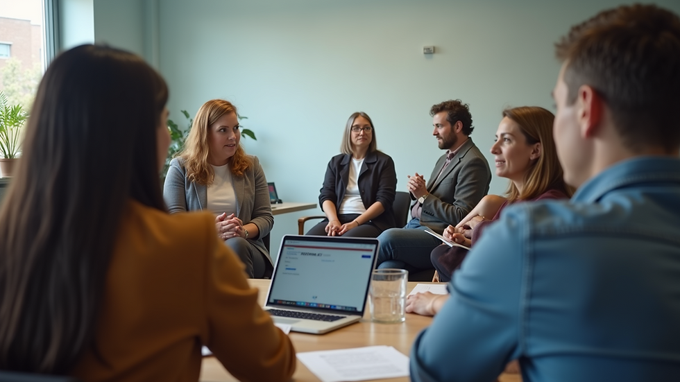 Eye-level view of a group of people engaged in a mental health workshop