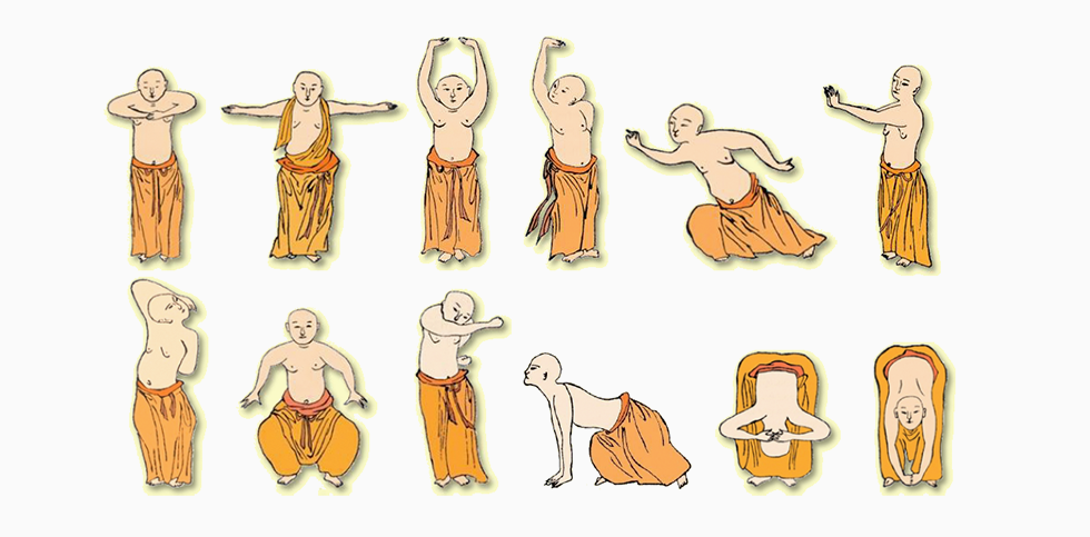 Yi Jin Jing beruht auf den 12 traditionellen Übungen des Yi Jin Jing und beinhaltet auch dieselben Bezeichnungen und Schwerpunkte der ursprünglichen Übungen.