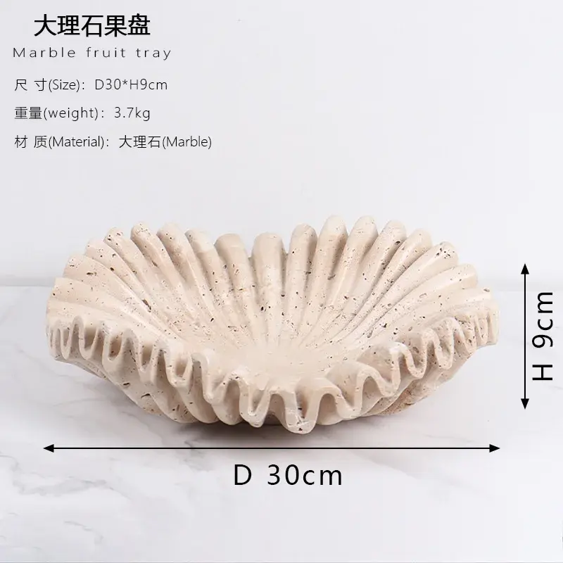 Thumbnail: Natural Travertine Wavy Fruit Bowl