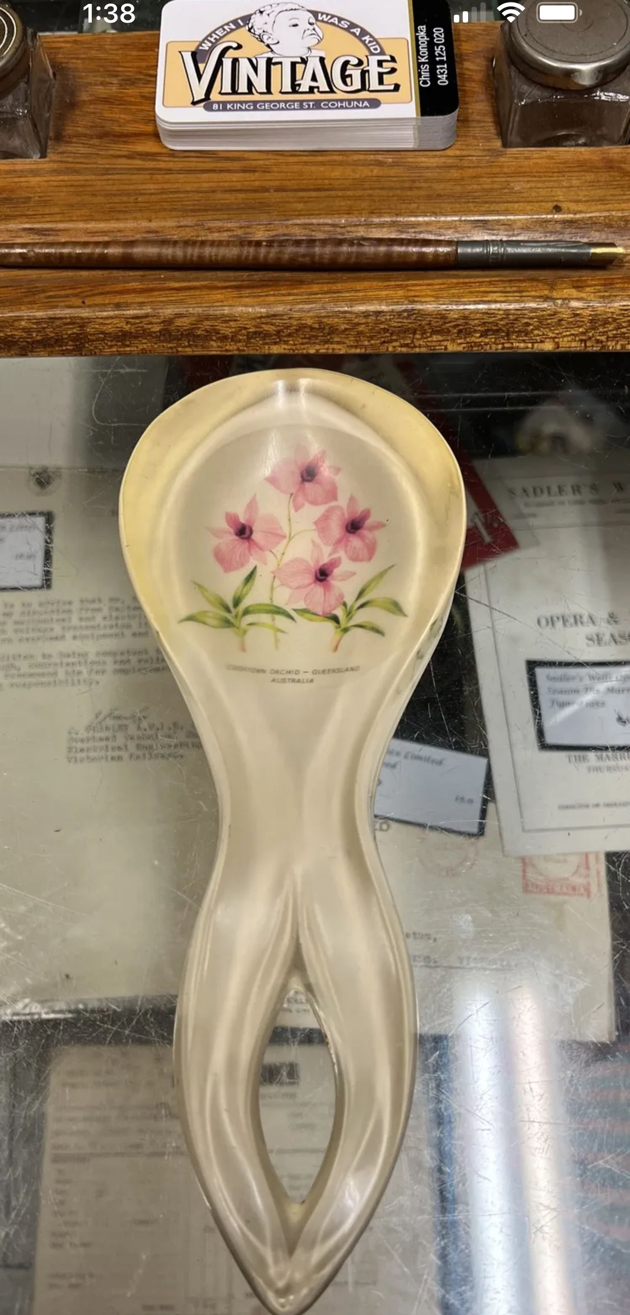 Crystal Craft Spoon Rest Common Orchid Queensland