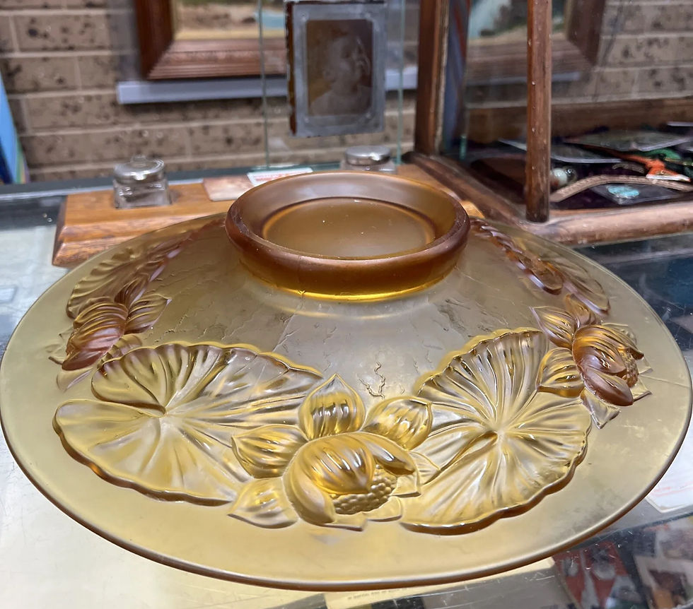 Thumbnail: Schweig Muller & Co? Amber Lily Bowl 335mm Diameter 