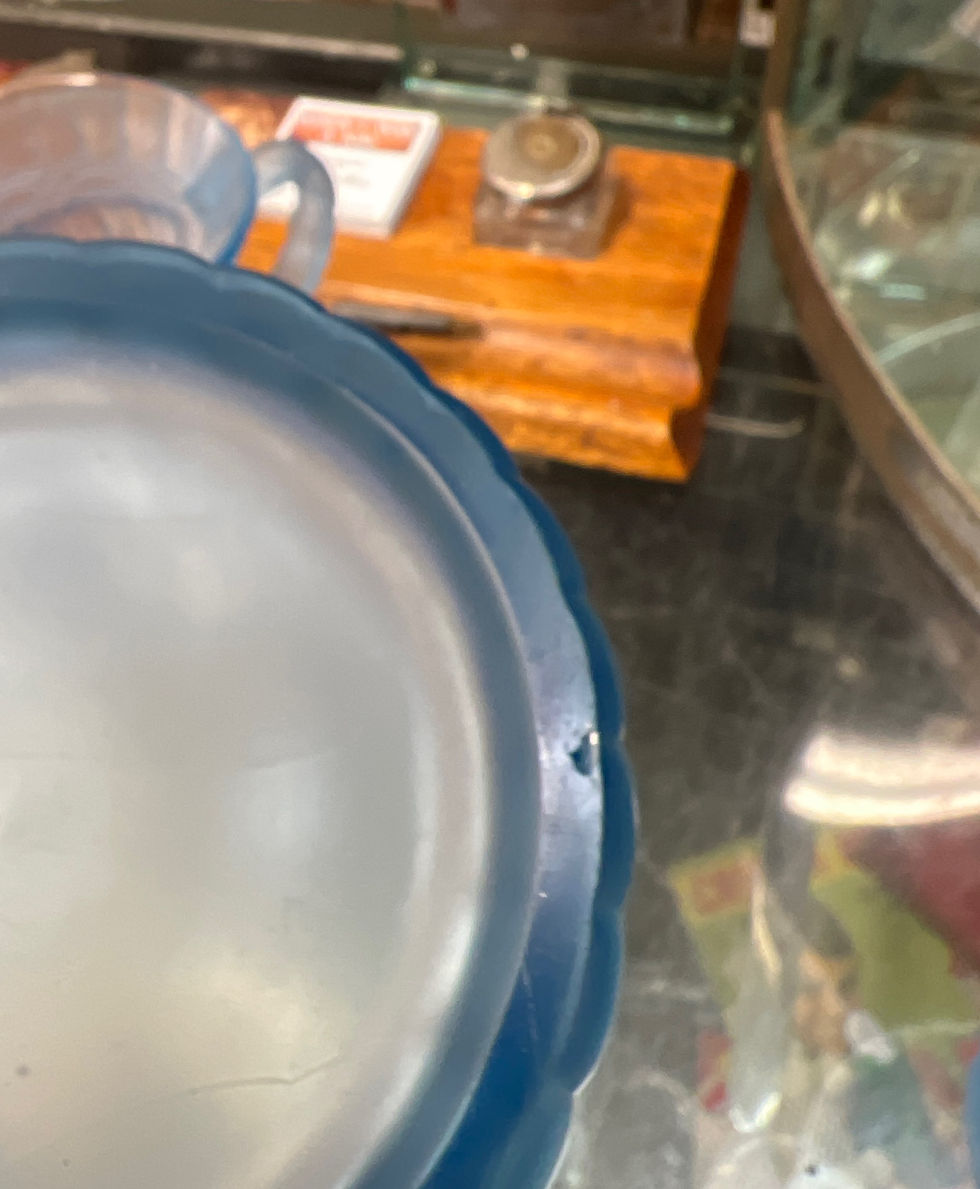 Thumbnail: Art Deco Blue Glass Large Jug and Six Face Glasses