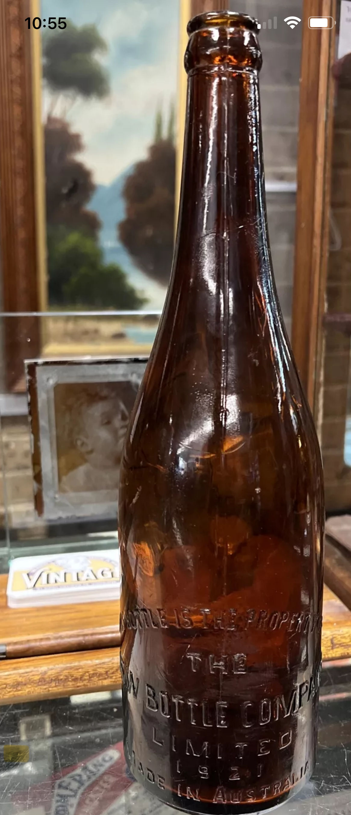 ANTIQUE BOTTLE AMBER BROWN GLASS BEER ‘NSW BOTTLE COMPANY’ BOTTLE 26Oz 1921