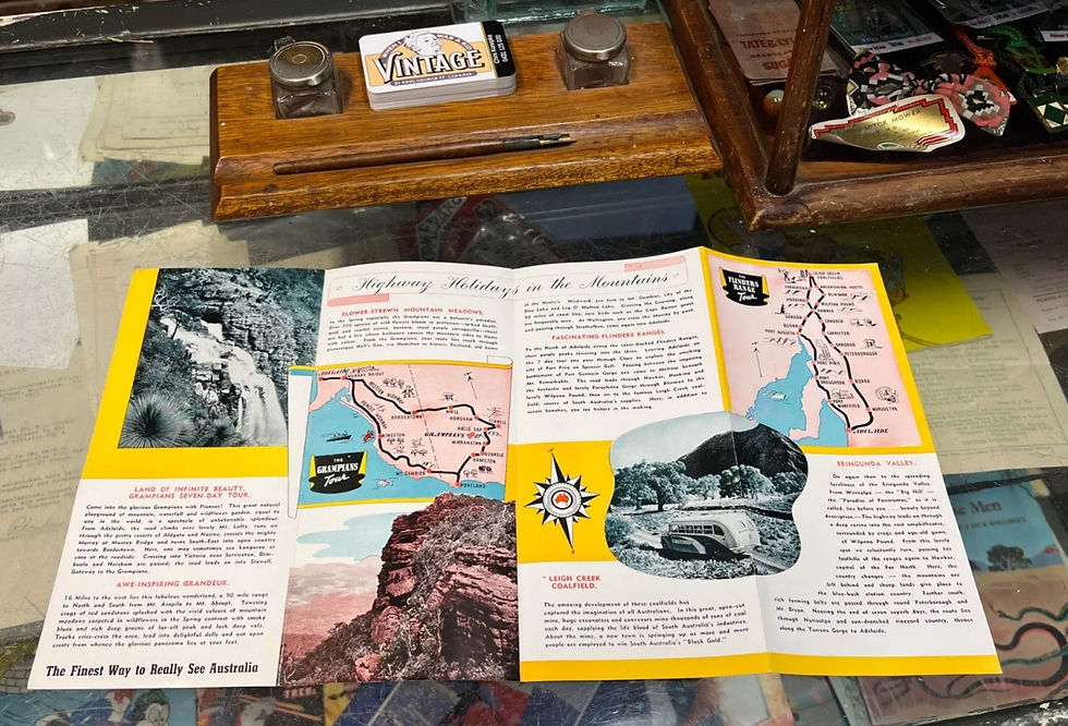 Thumbnail: Vintage Pioneer Tours Pamphlet Adelaide Ansett Airways