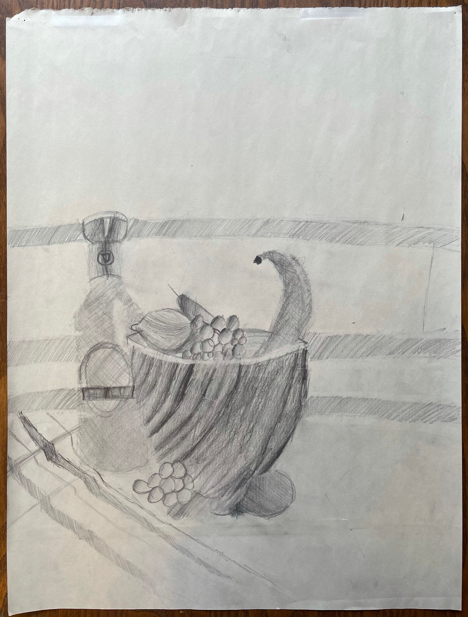 Getting ready for a picnic - charcoal art