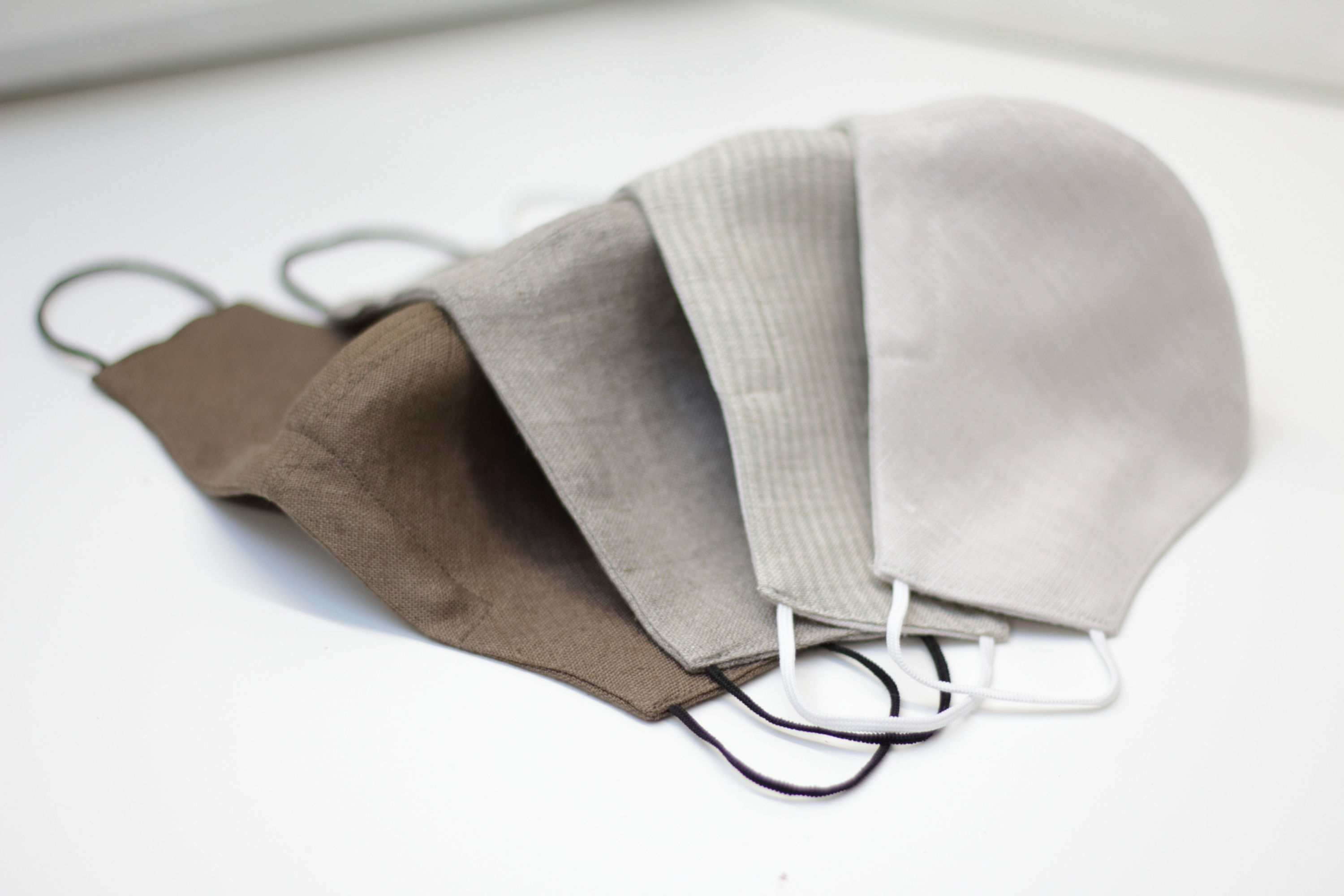 A Set of 4 Linen Face masks. Brownish Palette