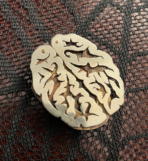 a close up of a piece of nickel brain