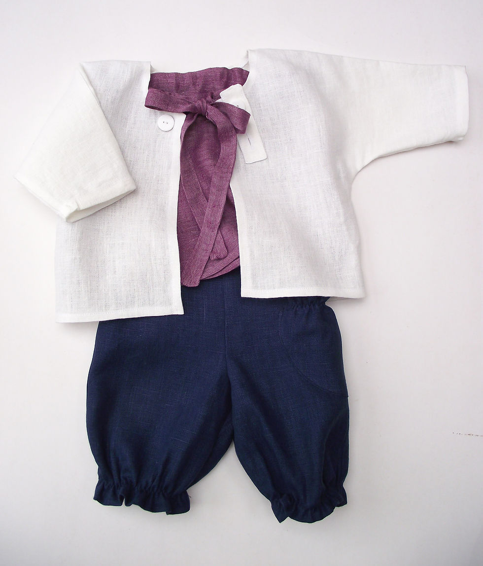 Miniatiūra: Linen ruffled pedal pusher pants for girls with puffed pocket