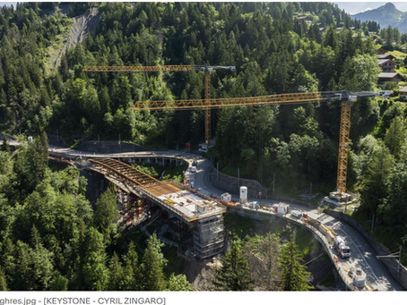 Le chantier de rénovation route-rail entre Gryon et Villars-sur-Ollon a pris un an de retard:  la fin des travaux est désormais prévue pour 2027.
