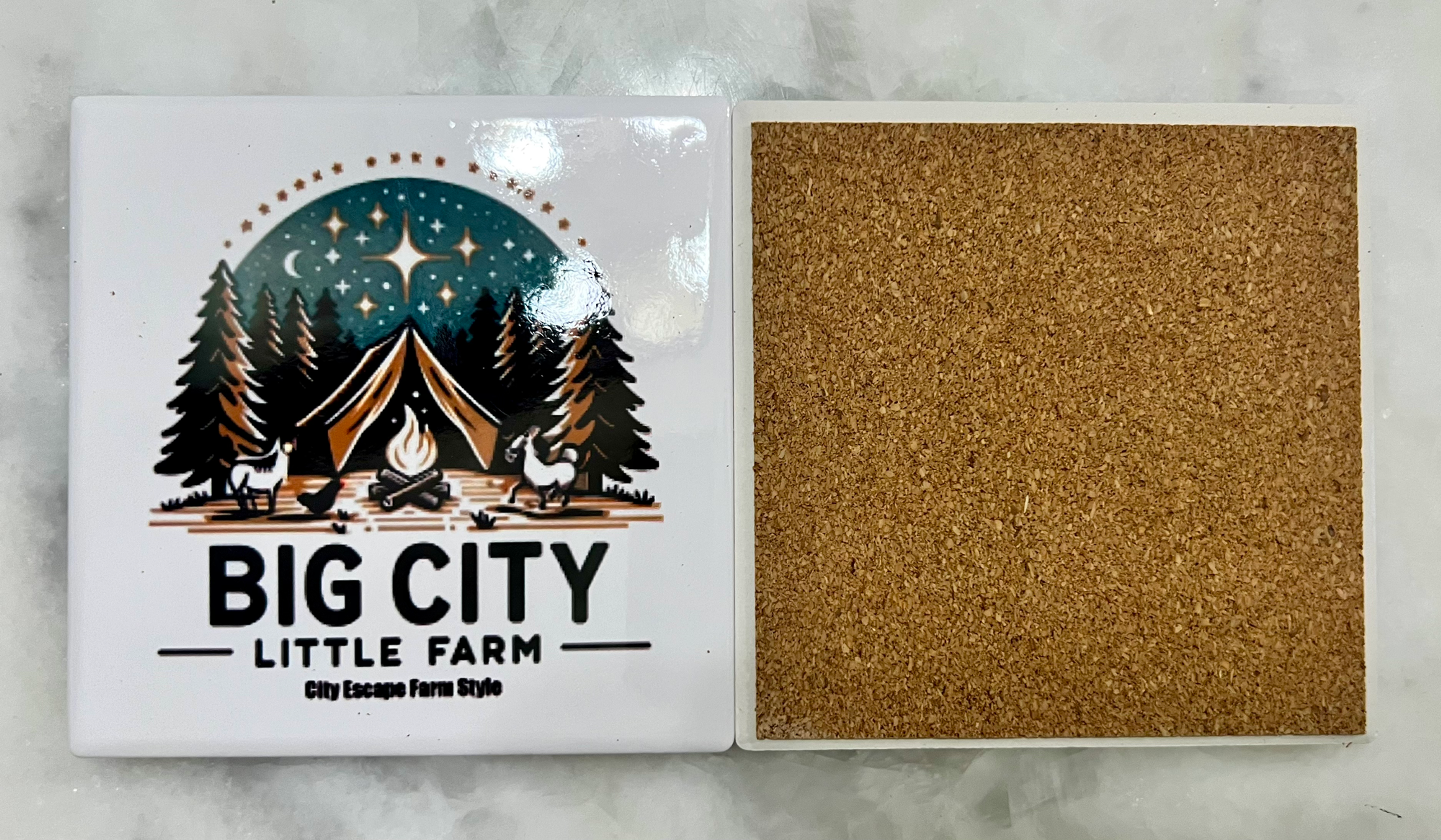 Ceramic Coaster with Cork 3.75" x 3.75"