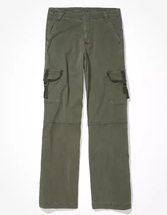 American Eagle Dreamy Drape Stretch Super High-Waisted Cargo Baggy Wide-Leg Pant
