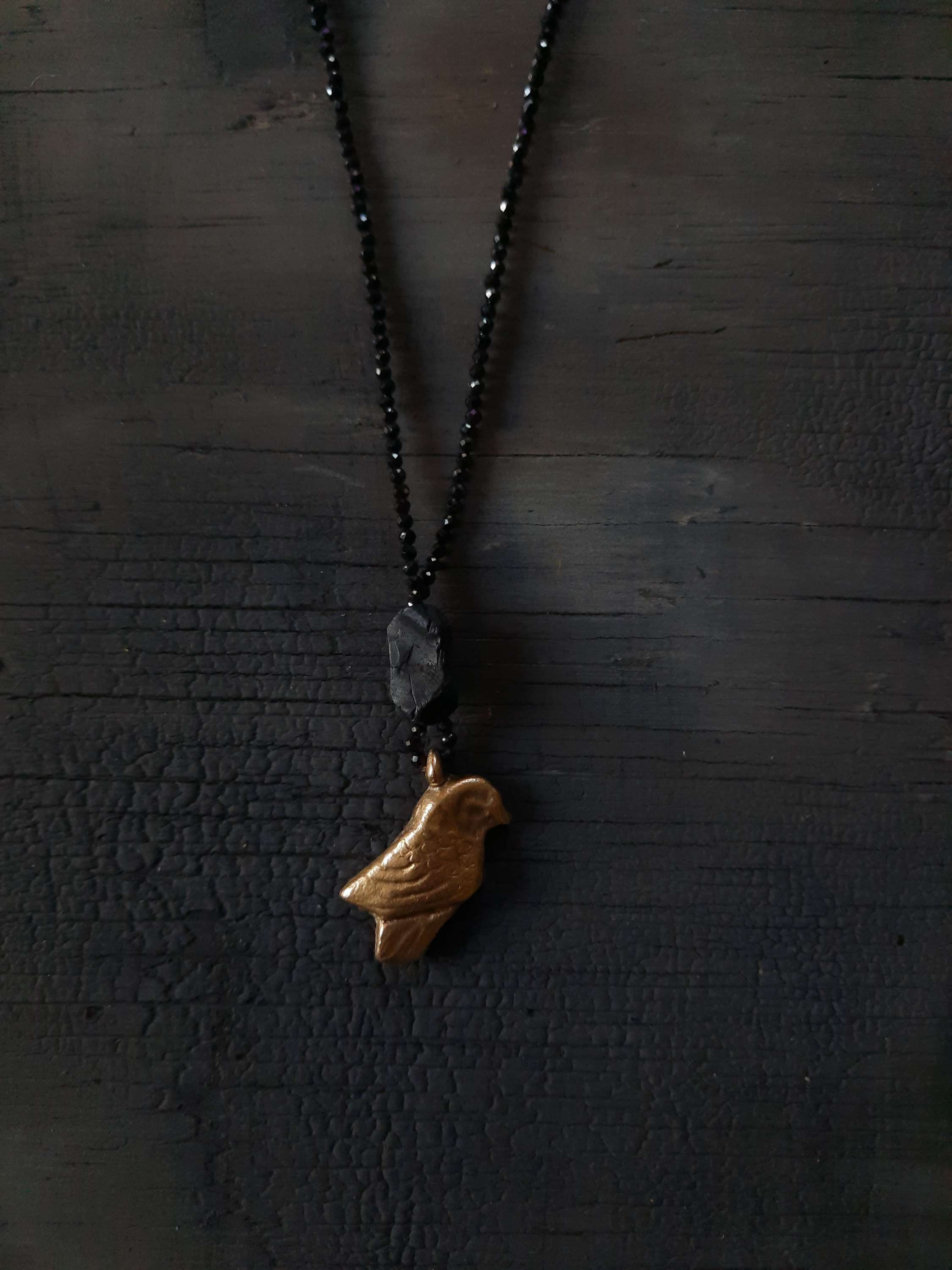Amulet Necklace in Black Spinel