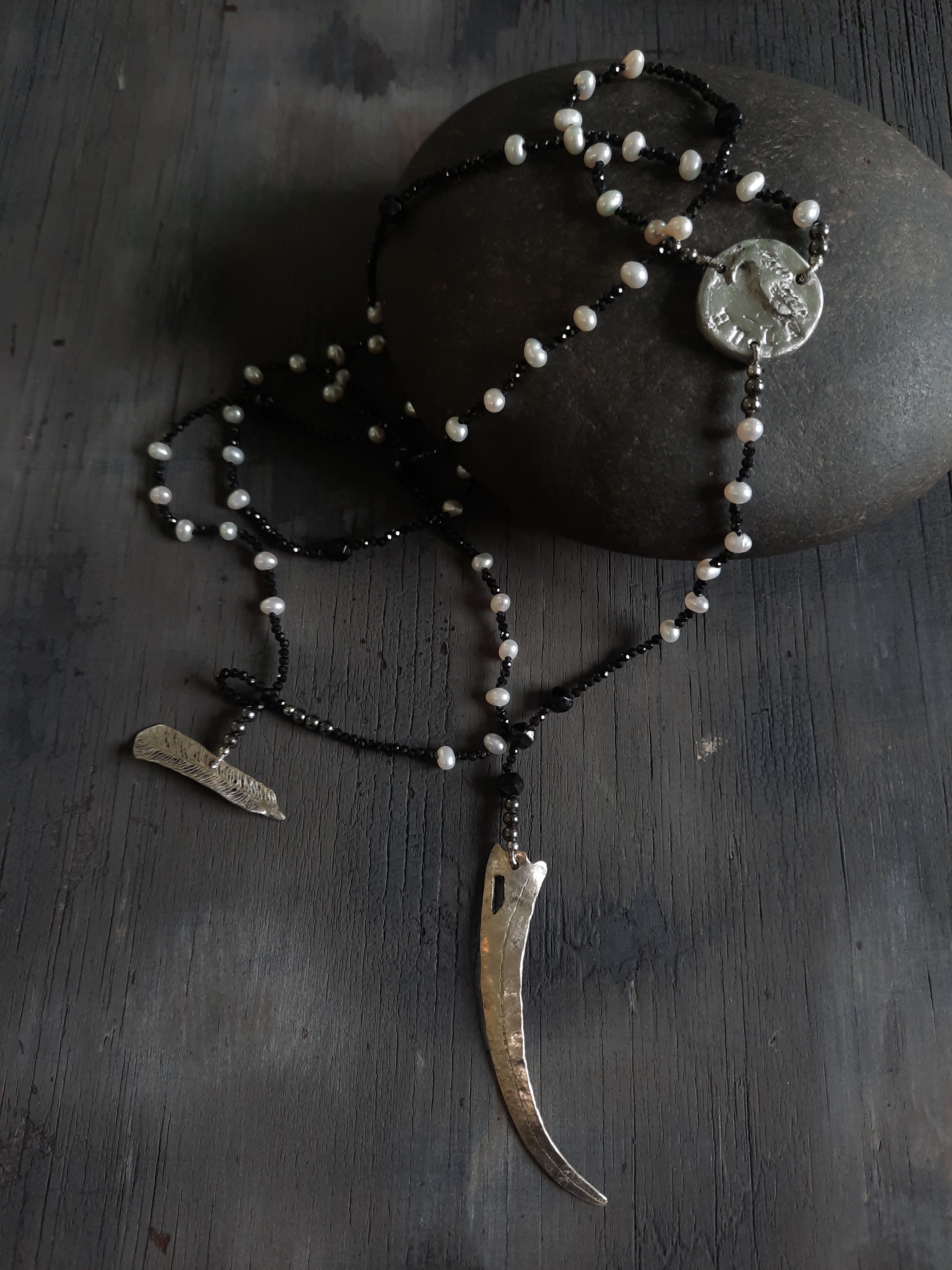 Huia Song Necklace {pewter medalian}