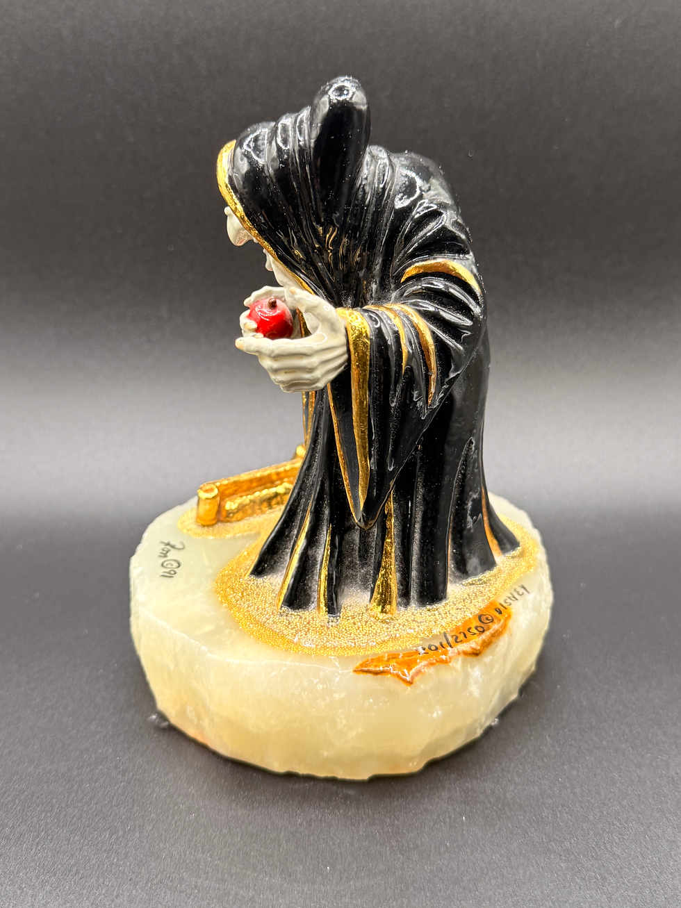Thumbnail: Disney Store Ron Lee Metal & Onyx Figurine  Old Hag (Witch) with Poison Apple