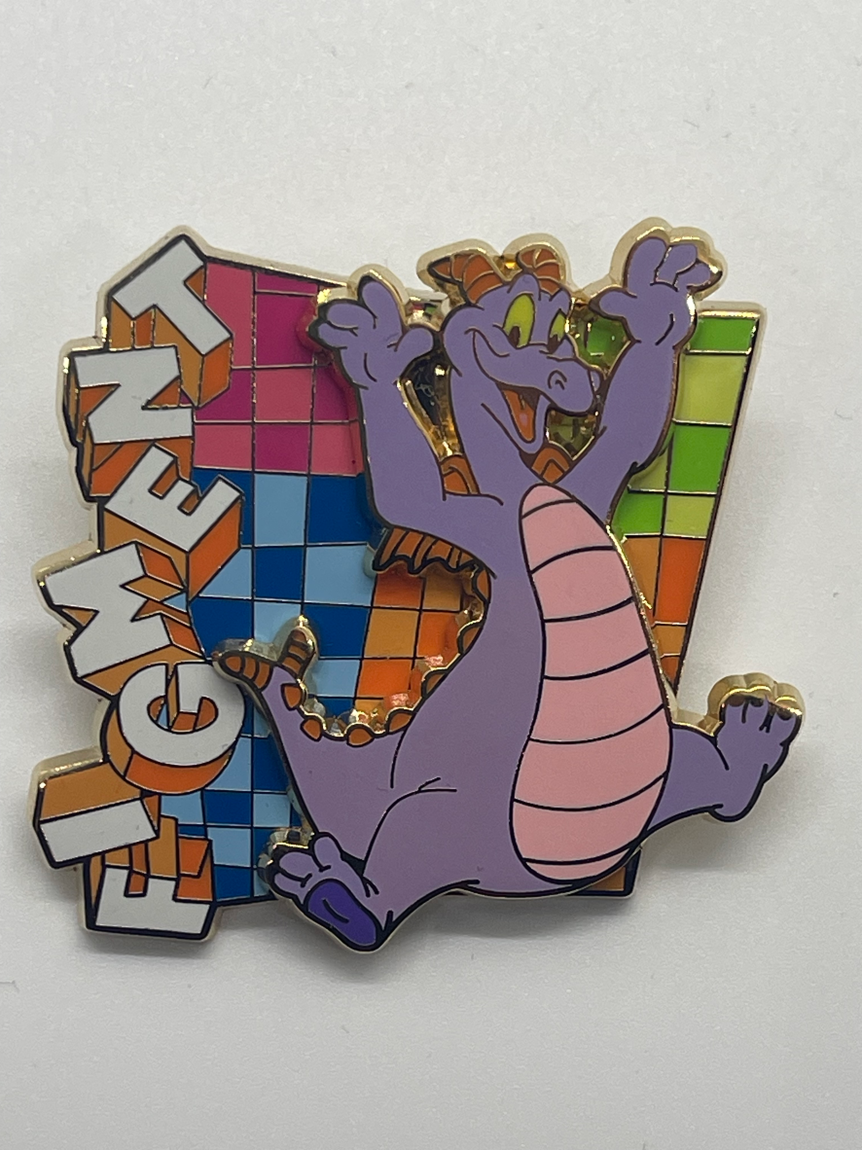 2007 Disney Epcot Figment Rainbow Block Checkerboard 3D Pin