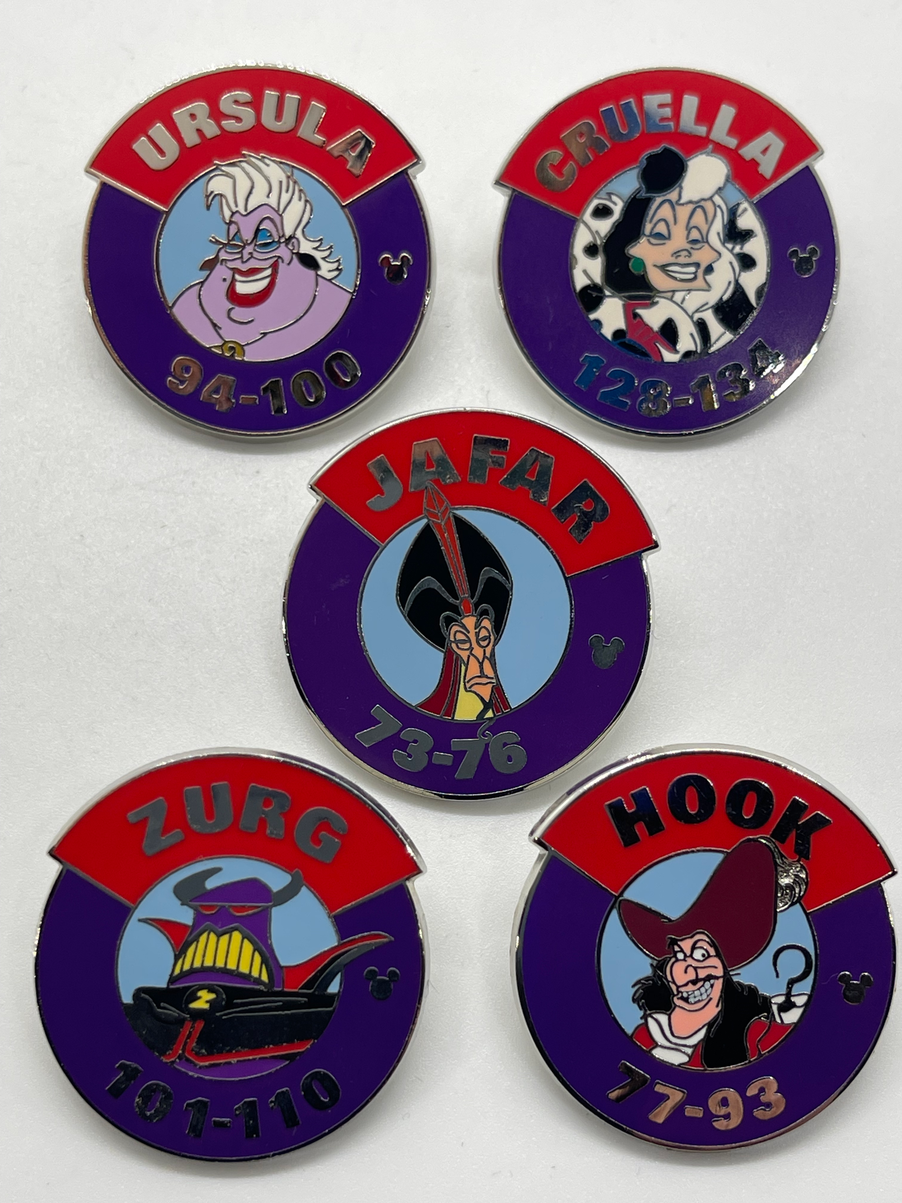 2013 Disney Hidden Mickey Magic Kingdom Parking Signs Villains 5-Pin Set