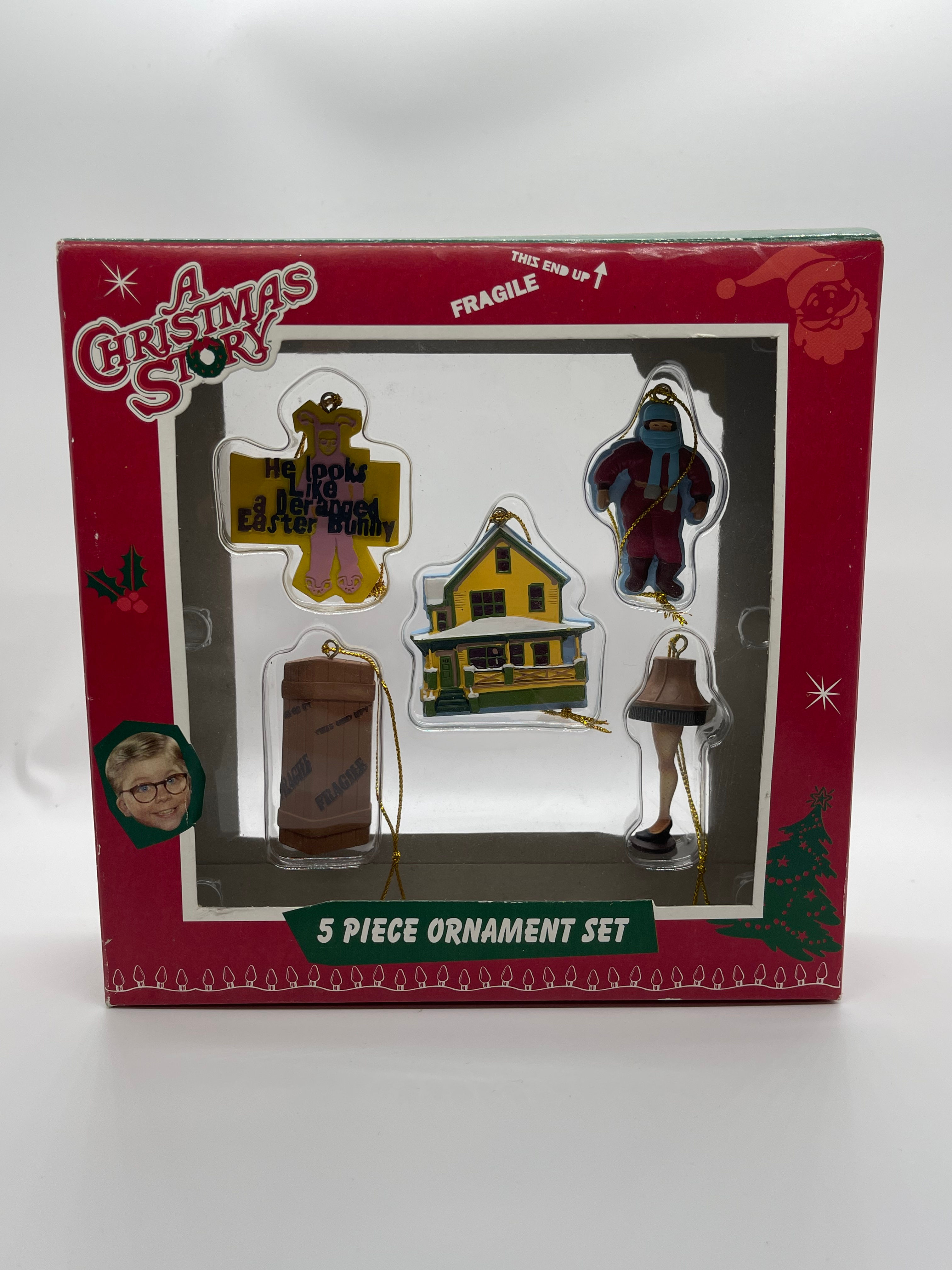 2011 A Christmas Story 5 Piece Ornament Set Leg Lamp Deranged Bunny