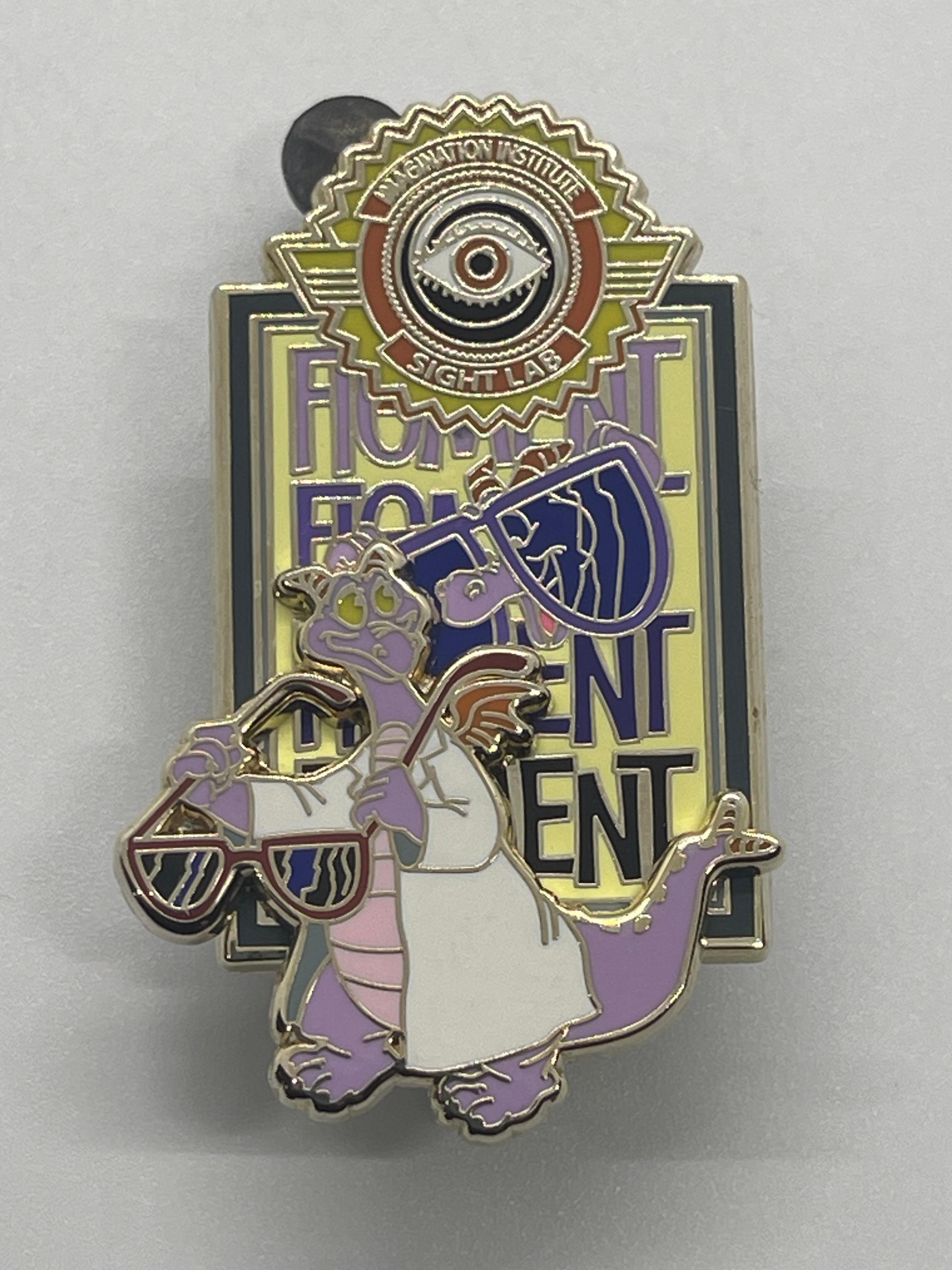 2011 Journey Into Imagination Reveal Conceal Mystery Figment in Sight Lab Pin