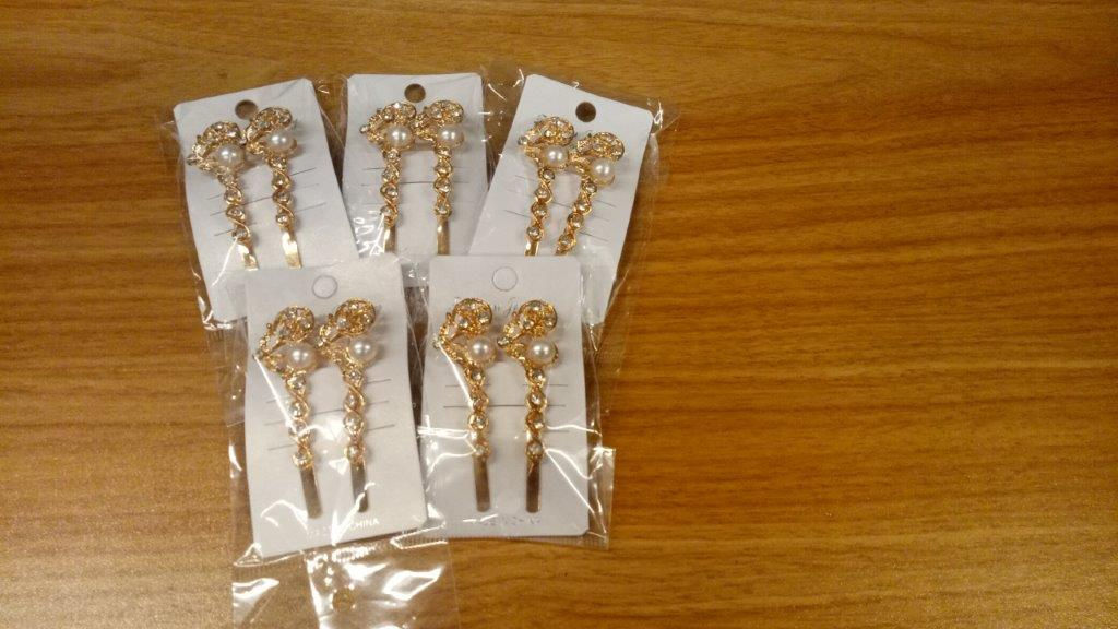 Hair Clip Gold w_ Stone