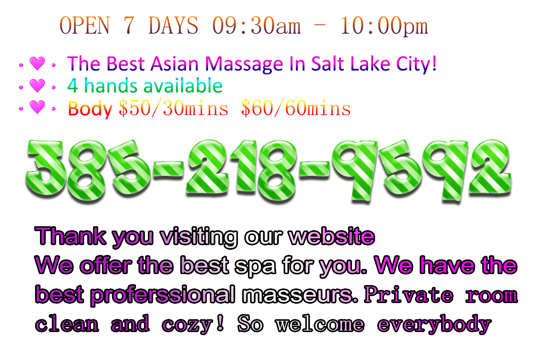 Arrived new girl✨GRAND OPENING ✨ ASIAN 385-218-9592 ✨NEW GIRLS✨