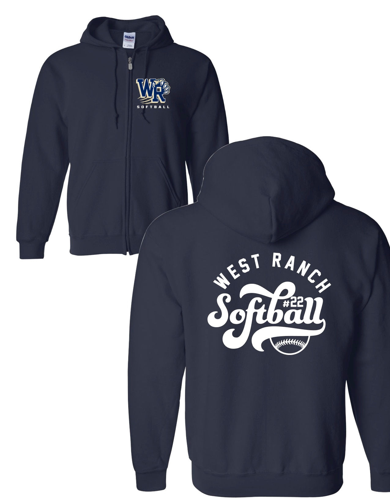 West Ranch Softball Zip Hoodie
