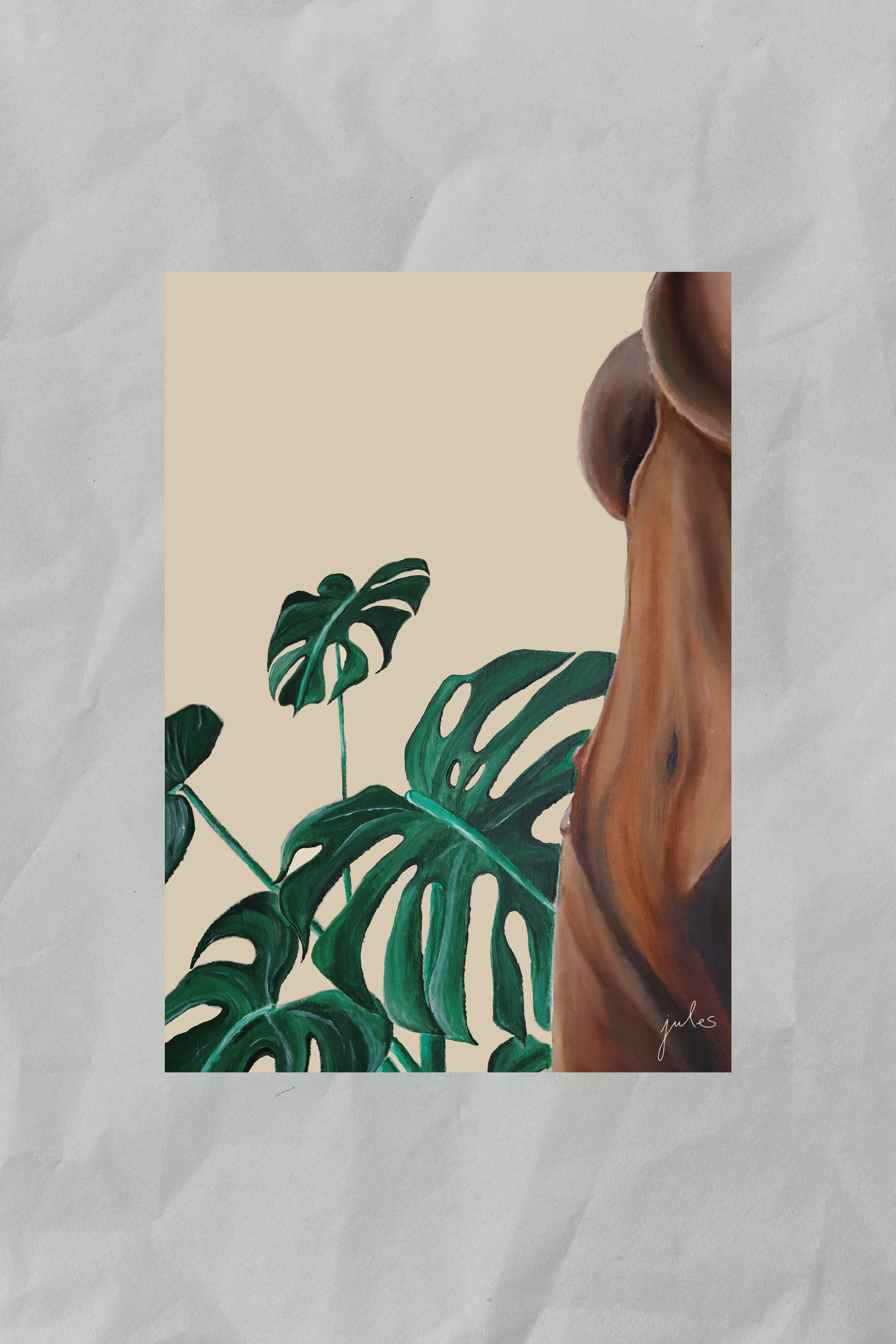 Frau mit Monstera – Kunstprint (A4)