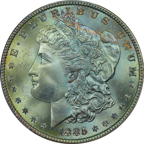 1885-P PCGS MS66 CAC Blueberry Toned Morgan Ex. Roadrunner
