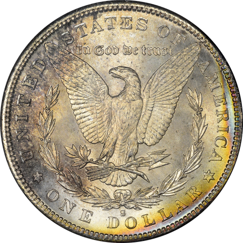 1882 S PCGS MS65 CAC Rattler Banded Rainbow Toned Morgan | Monster
