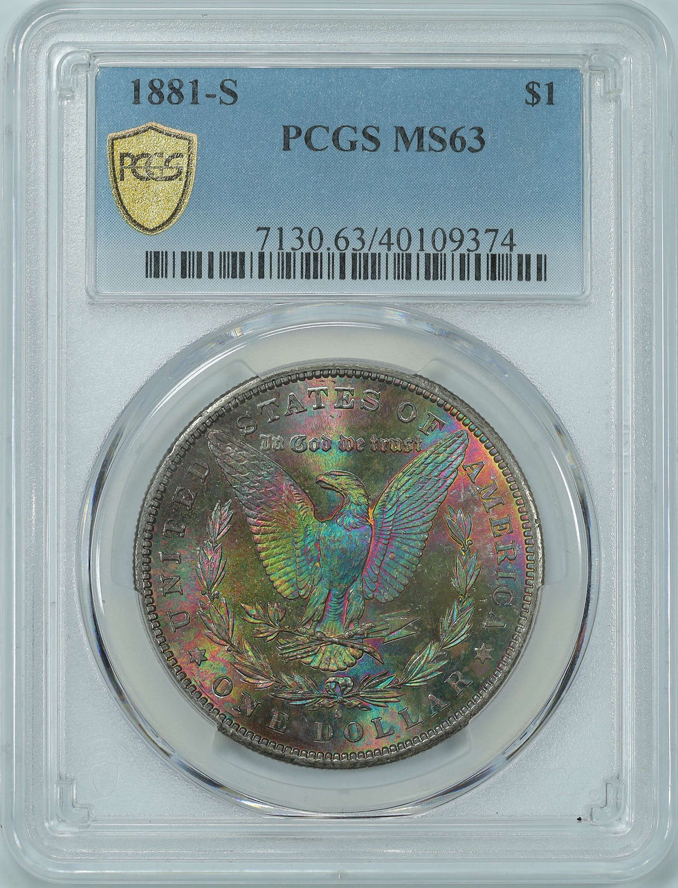 Thumbnail: 1881-S PCGS MS63 Semi-PL Reverse Toned Morgan