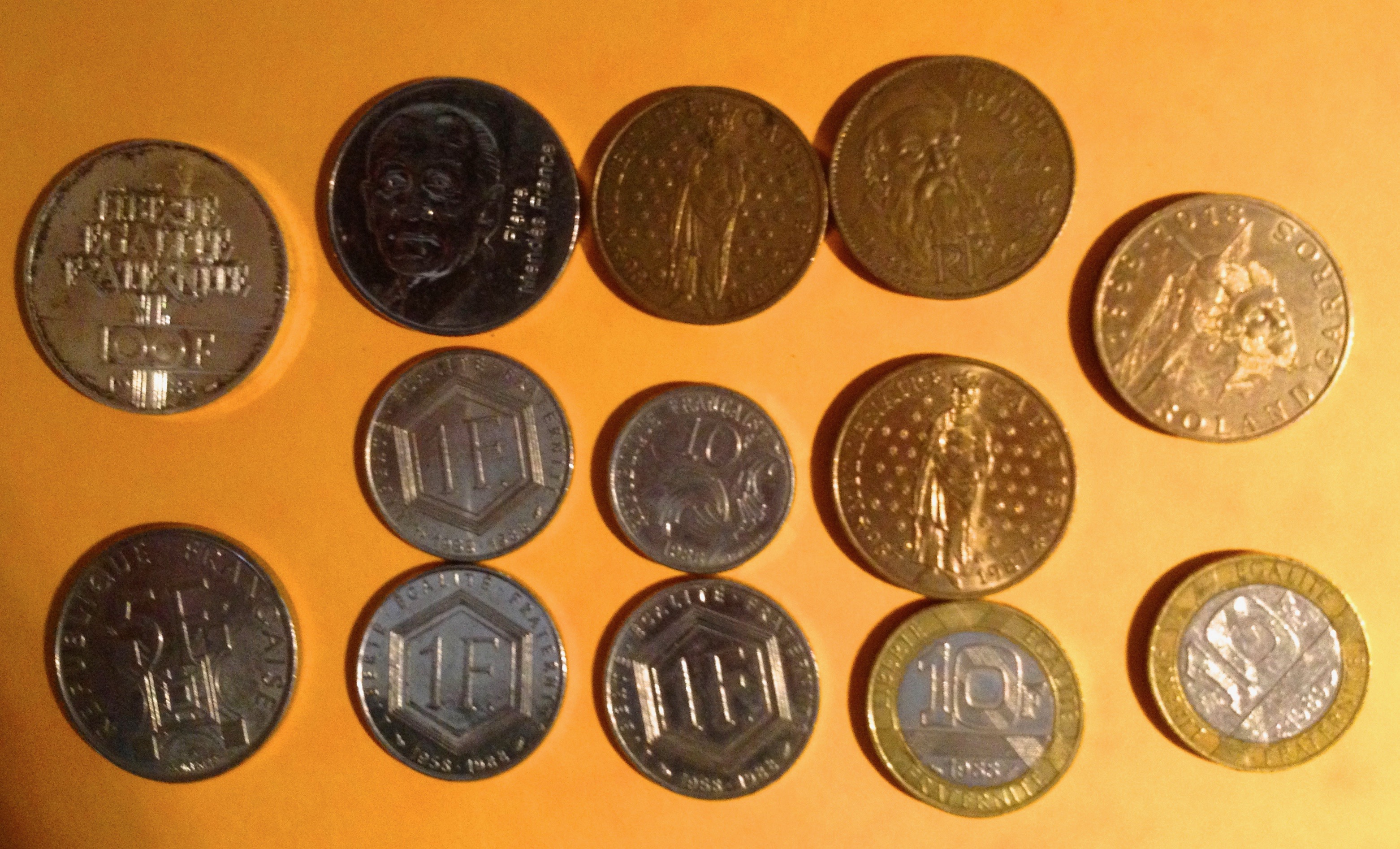 Lot de pièces de Francs 1980 à 199à