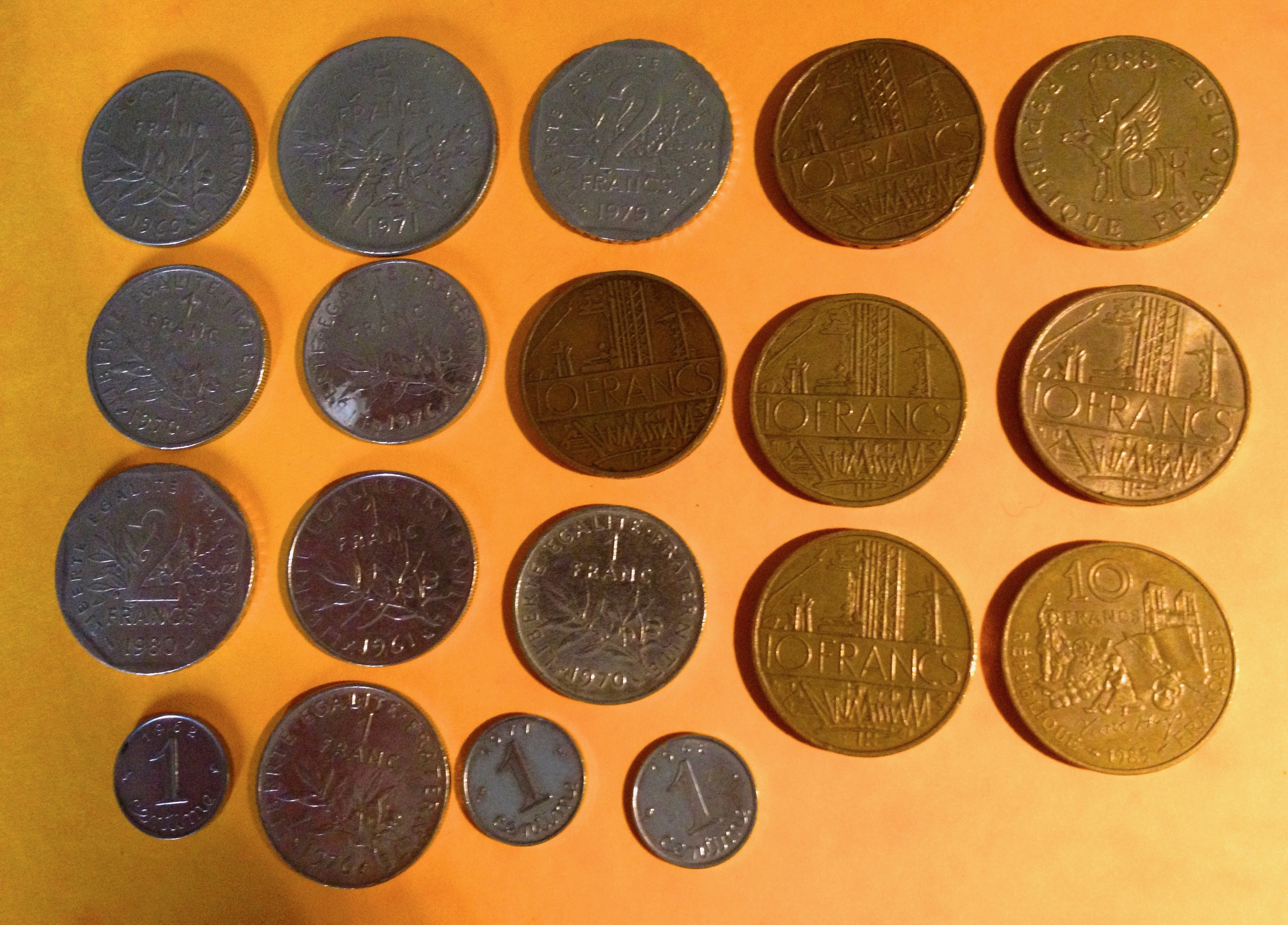 Lot de pièces Francs 1970/80