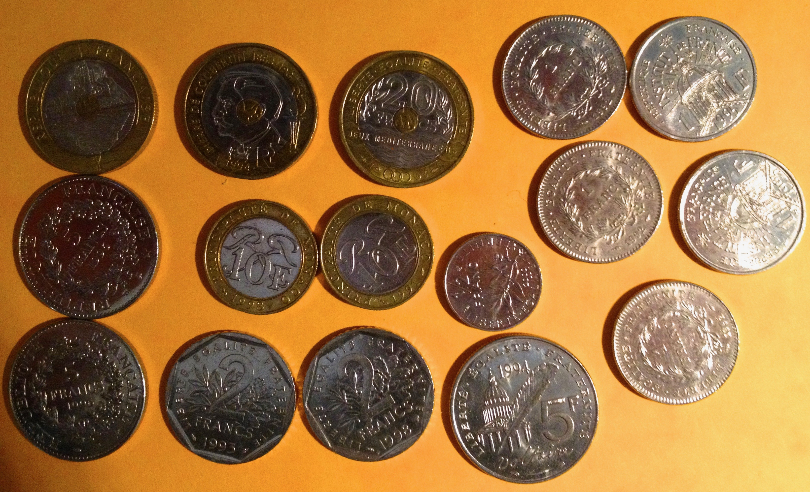 Lot de pièce Francs de 1990 à 1999