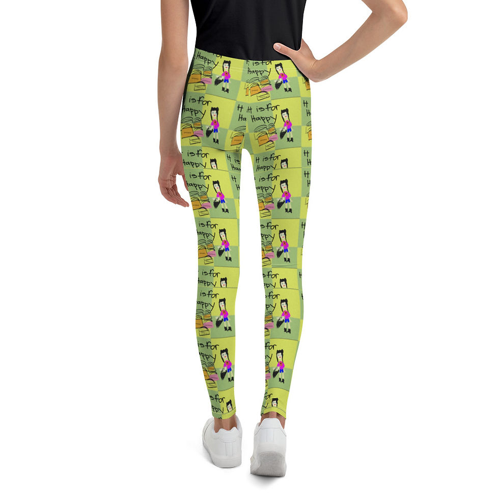 H is for Happy Youth Girl's Leggings Back View