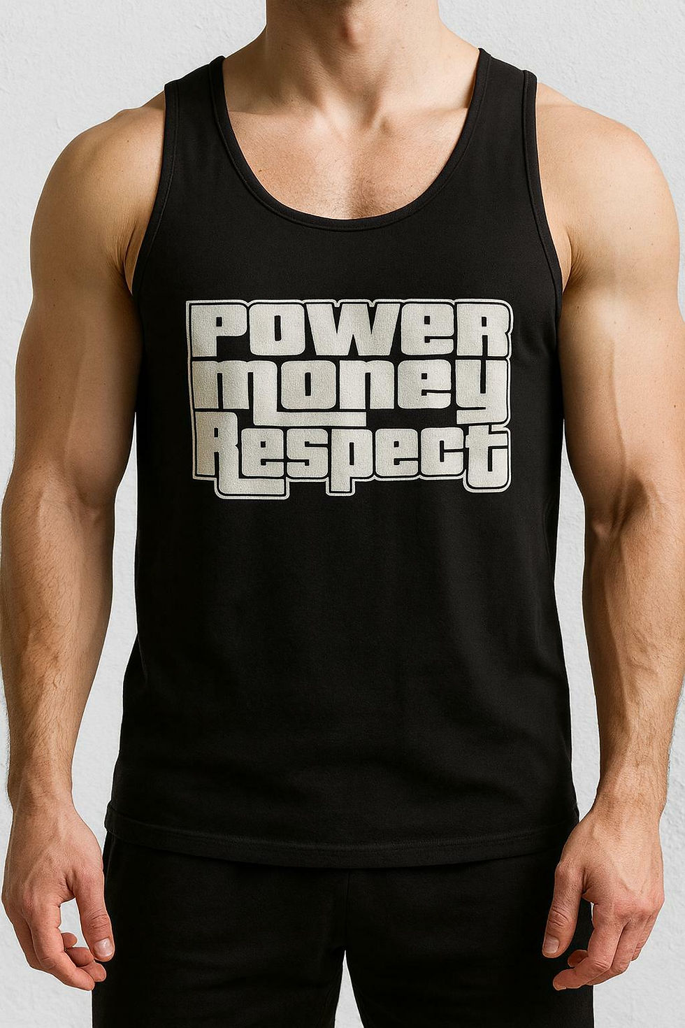 MENS BLACK PMR LOGO MUSCLE SHIRT